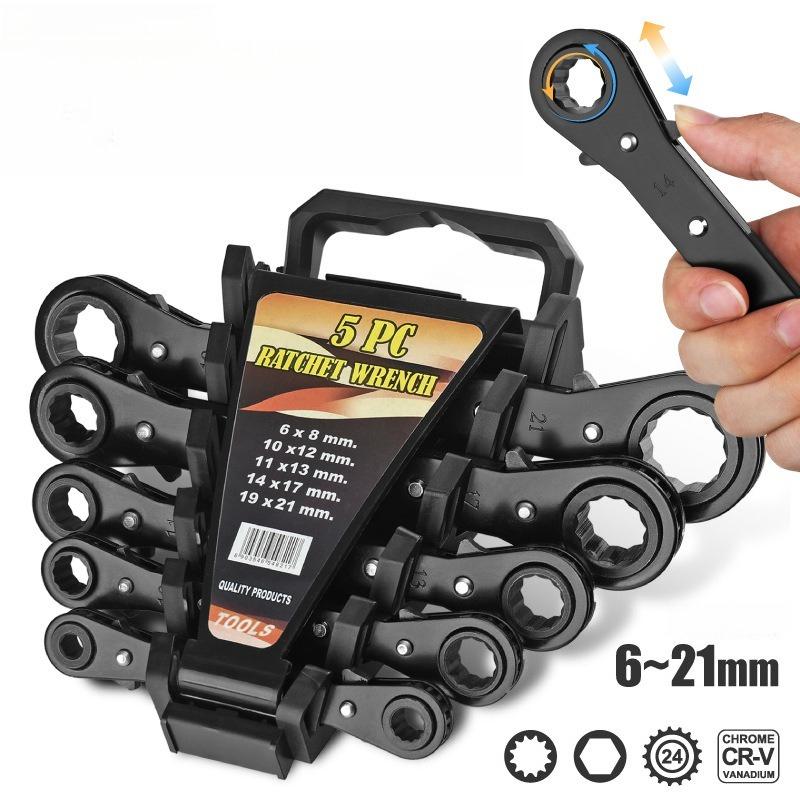 Fast Two-way Ratchet Wrench Double Head Open Dual-use Automatic Plum Gear Wrench Auto Repair Tools