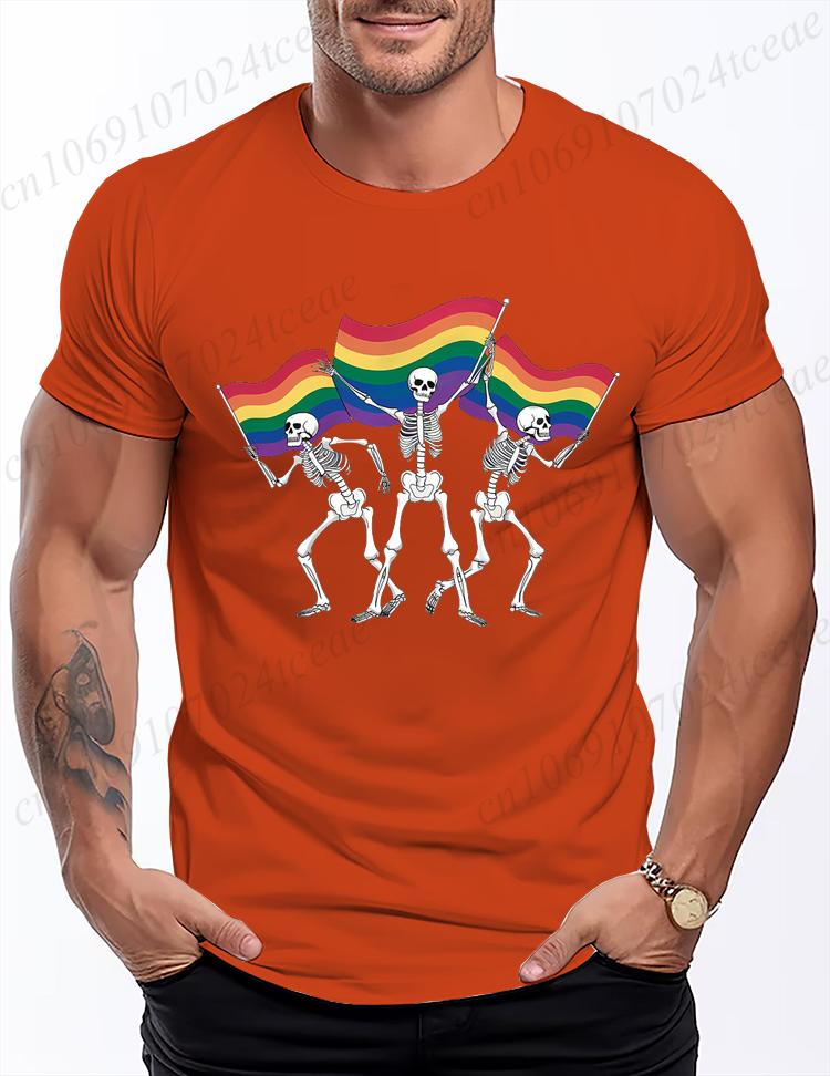 Men Women TShirt Skeleton LGBT Rainbow Pride Month T Shirts Fashion Tee Shirt Streetwear Casual Summer Unisex Tee Clothing Tops