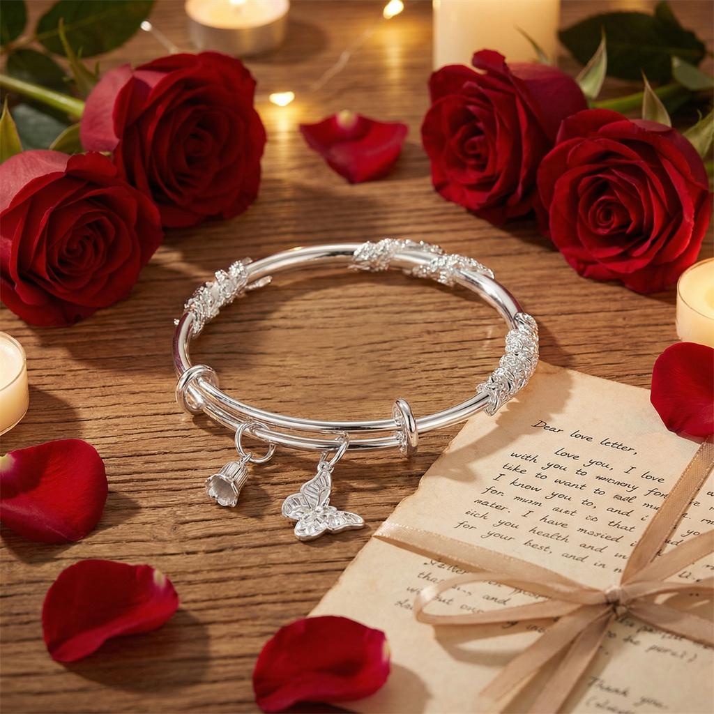 Trendy Silver Plated Butterfly Animal Cuff Bangles for Women Fashion Open Bracelet Wristband Wedding Christmas Jewelry