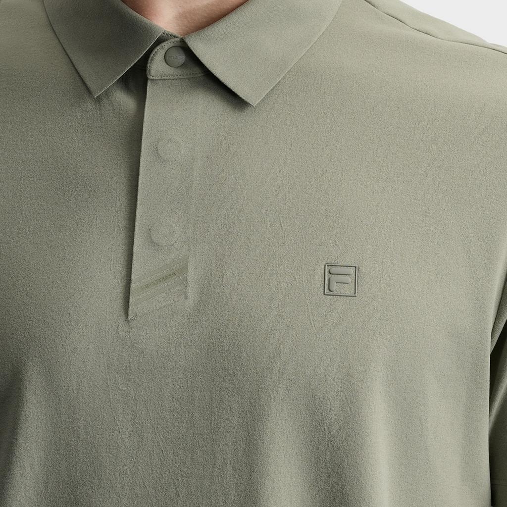 Fila F.C. Classic Minimalist Basic Casual Light Business Versatile Comfortable Knitted Short Sleeve Polo Shirt Men Tops Green Khaki F11M621103FLK