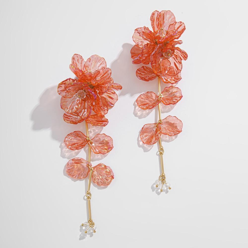 Blume Übertriebene Ohrringe Coil-Linien-Design Hochzeit Brautschmuck-Set für Frauen