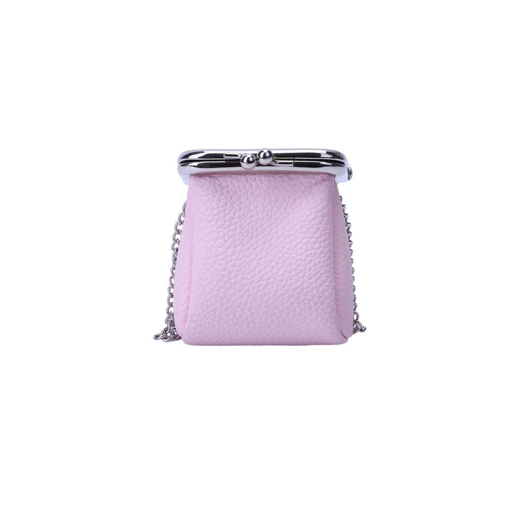Retro Square Women Coin Purses Genuine Leather Hasp Small Wallet with Chain Key Lipstick Card Holder Female Clutch Shoulder Bag