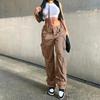 Vintage Cargo Pants Loose Jeans Women's Casual Spring Autumn Pocket Street Sports High Waist Straight Grey Trousers