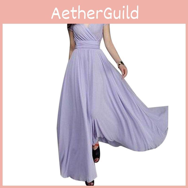 Elegant Women Long Formal Evening Prom Party Bridesmaid Chiffon Ball Gown Cocktail Dress For Special Occasions