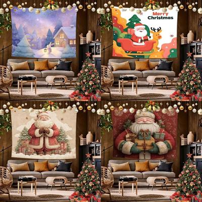 Snowman Christmas Tapestry Background Cloth Hanging Cloth Bedroom Bedside Decorative Wall Cloth Rental Dormitory Tapestry