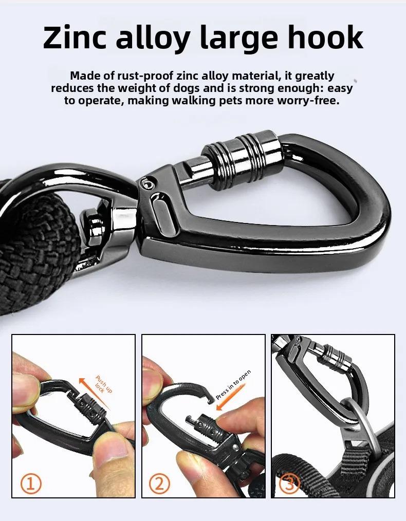 Shock Absorbing Bungee Dog Leash, Nylon Retractable Lead With Zinc Alloy Clip For Small Medium Dogs Walking Training