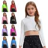 Mládež Dívky Želvový výstřih s dlouhým rukávem Sportovní Dance Crop Top Tričko Gymnastika Jóga Taneční oblečení