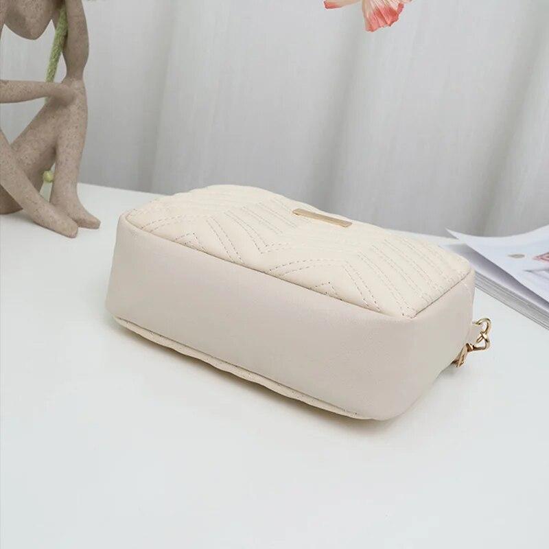 Rilibegan Embroidered Camera Bag Material Casual Small Square Bag Versatile Single Shoulder Bag Printed Shoulder Strap