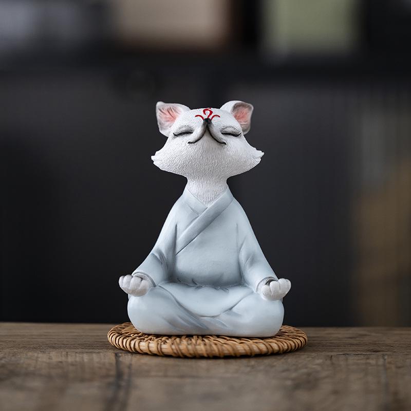 "Zen Vit Räv Suckulent Bonsai: Mediterande Räv Prydnad för Trädgård, Balkong eller Bilinredning"