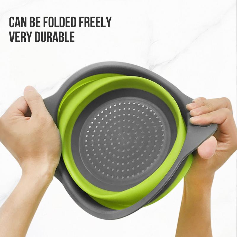 Walfos Silicone Folding Drain Basket Fruit Vegetable Washing Basket Strainer Colander Collapsible Drainer Kitchen Storage Tool