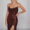 2024 Women's Sweet Style Sequin Slit Dress with Spaghetti Straps (2 Colors)