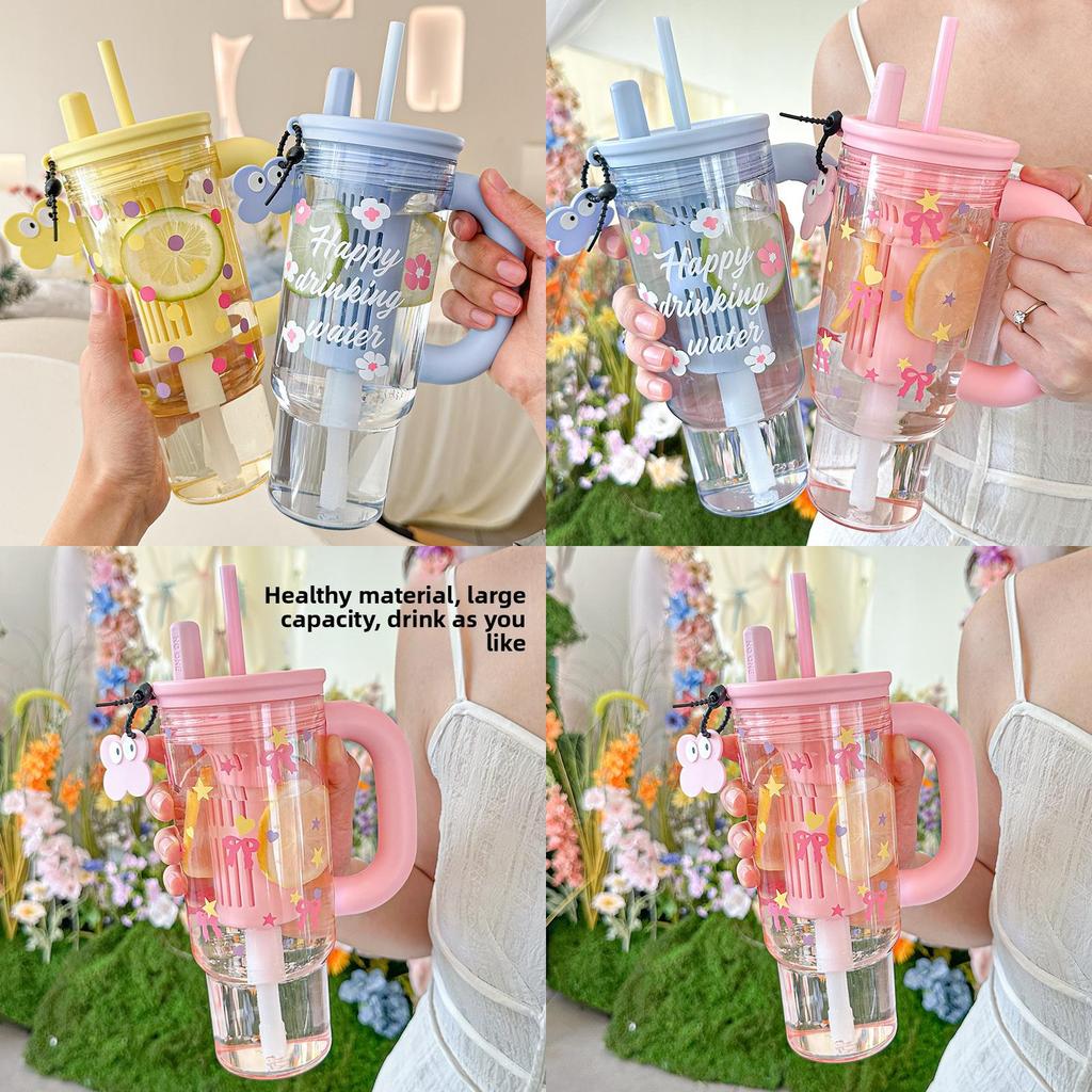 Summer Cute Portable Large Capacity Milk Tea Cup With Handle For Outdoor And Car Use