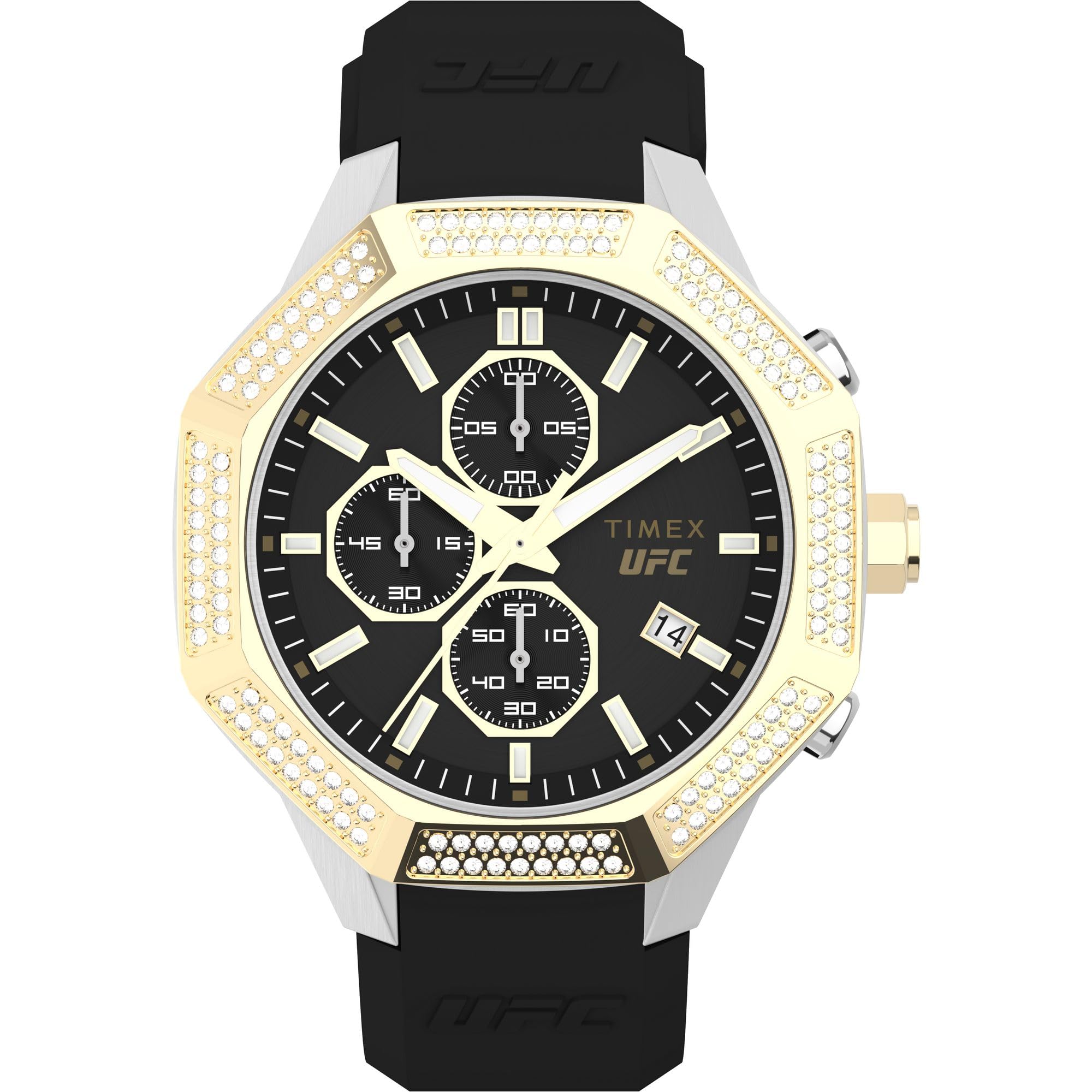 

[TIMEX] Годинник UFC King Strap Чорний циферблат з нержавіючої сталі, акриловий кварцовий годинник бренду TW2V99200 Чоловічий чорний