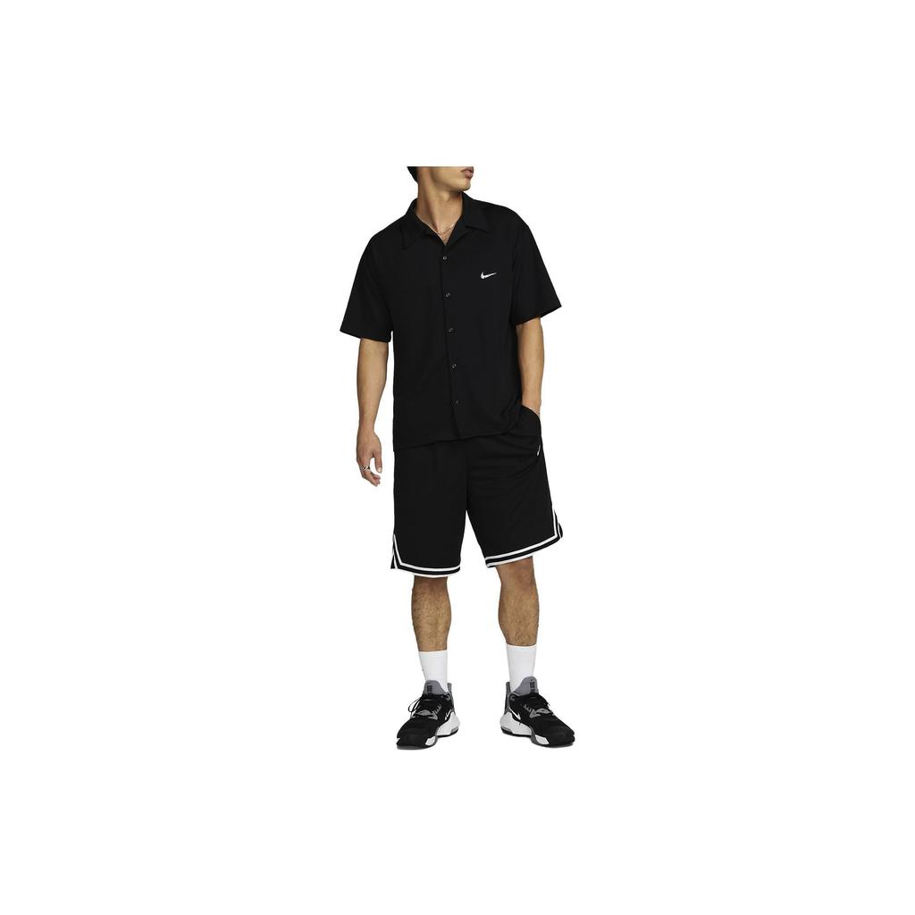 Nike Effen Logo Polo Kraag Korte Mouw Casual Overhemd Heren Tops Zwart FB6985-010