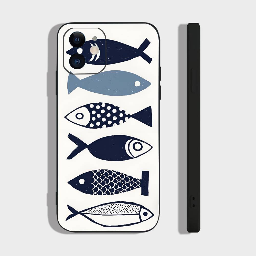 Blue Ocean For IPhone 13,17,11,12,16,14,15,Plus,Pro Max Soft Silicone Black Phone Case