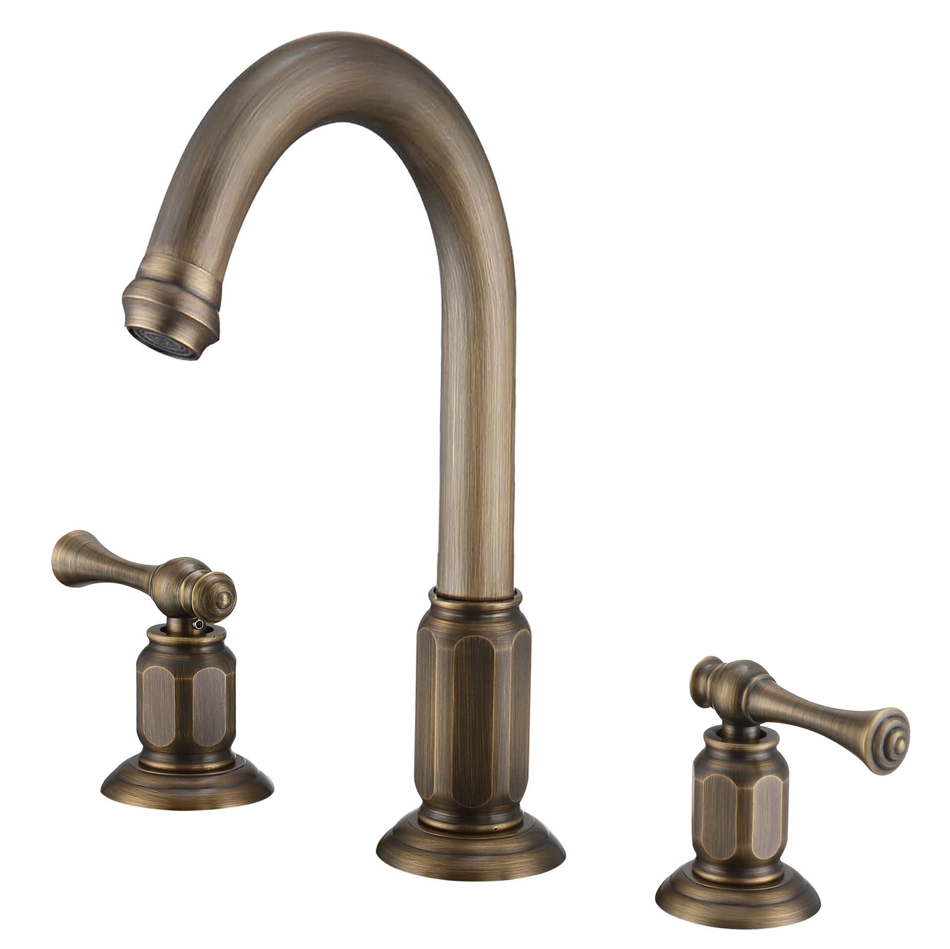 

New Arrival Widespread Basin Faucet Antique Bathroom Sink Faucets Hot Cold American Style Mixer Water Tap Top High Quality