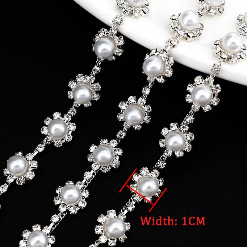 10Yards Rhinestone Chain Crystal Diamond Rhinestone Interval Pearl Chain Clothing Accessories DIY Wedding Party Decoration Gift