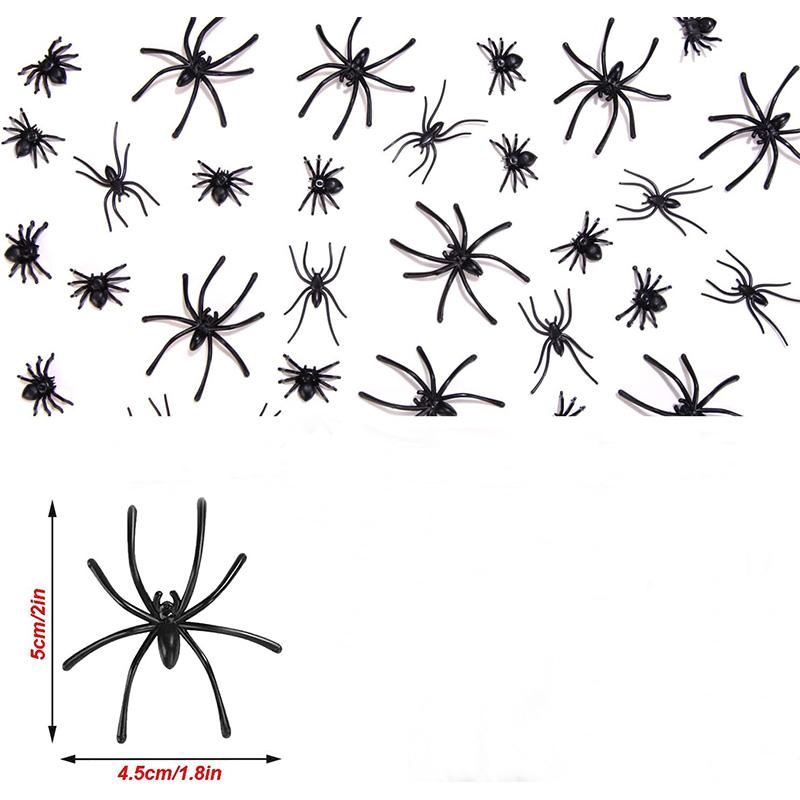 20/40Pcs Halloween Decoration 4.5x5cm Plastic Spiders Mini Spider Black Fake Spiders Halloween Prank Props for DIY Party Decor