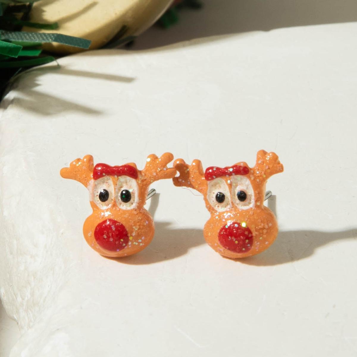 Ornaments, Funny Resin Santa Elk Resin Christmas Earrings, Stud Earrings