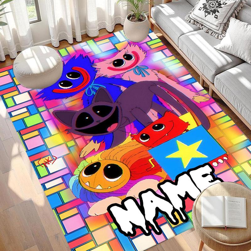 Benutzerdefinierter Name Personalisierter Poppy Playtime Druck Teppich, Vielseitiger Wohnkultur Teppich, für Spielzimmer, Wohnung, Balkon, Eingangsbereich, Flur Geschenk