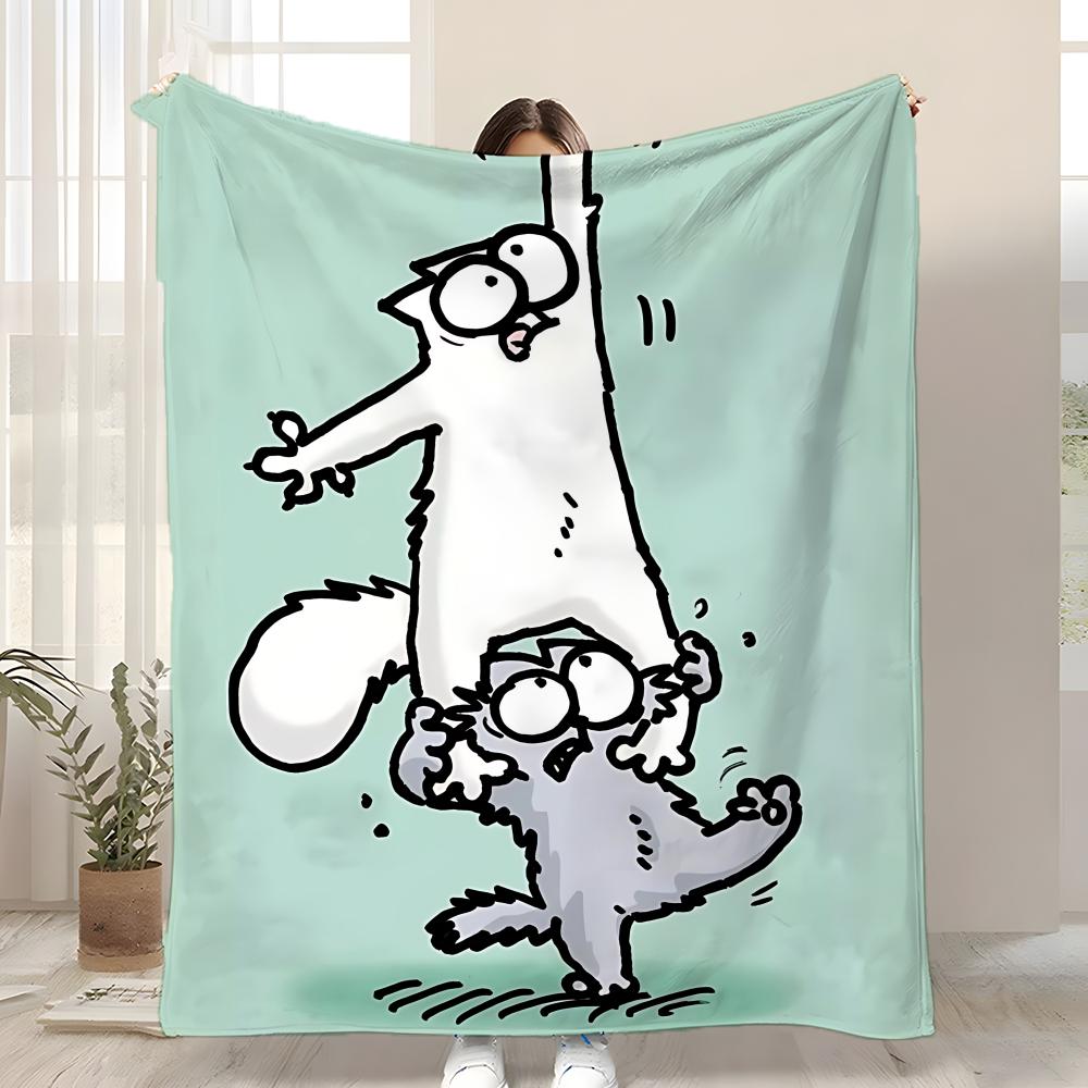 

Cartoon Anime Kawaii S-Simons Cat Throw Kid-Friendly Flannel Throw Blanket Soft Warm Anti-Static Washable All Season 75x90cm