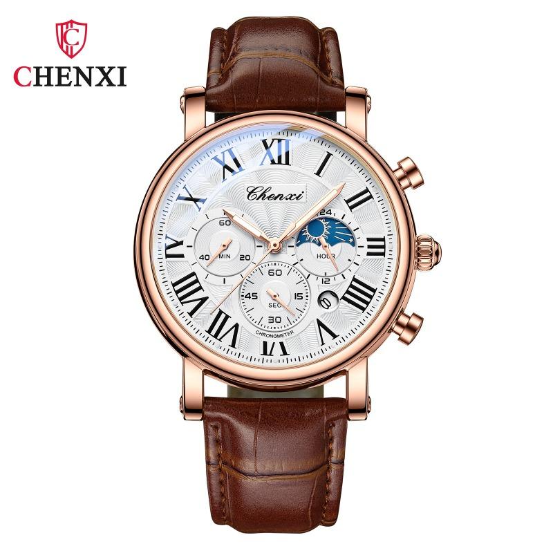 CHENXI Chenxi Multifunctional Men's Business Watch Moon Phase Calendar Waterproof Watch