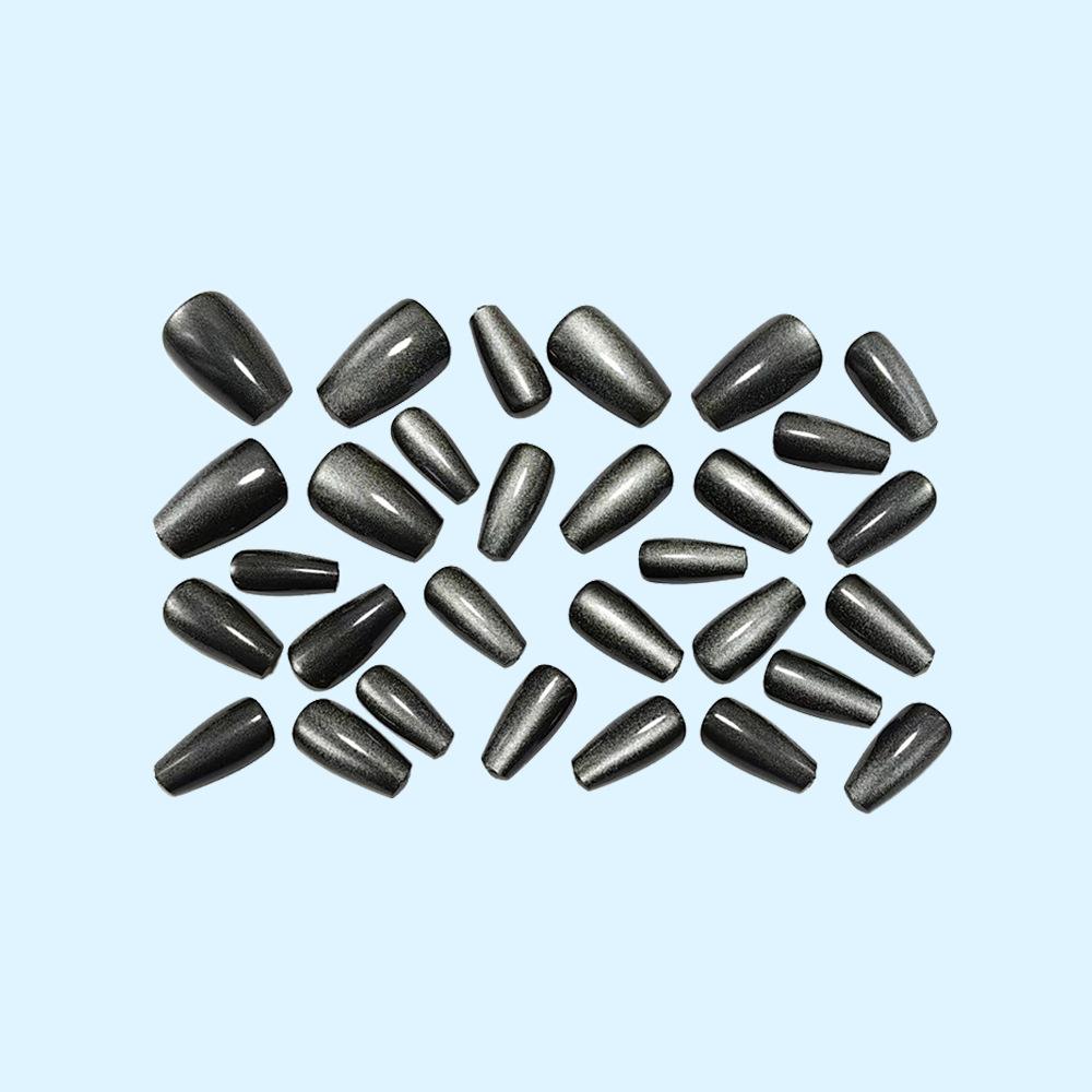 Brown Sugar Cat Eye Cool Wearable Nails High Cool Dark Manicure Hot Girl Style Nail Pieces Removable Fake Nail Art Pieces