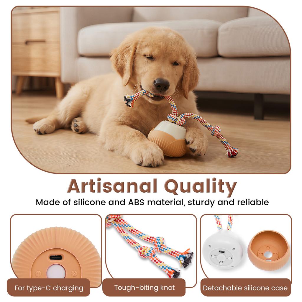 Smart Interactive Pet Ball 3 Mode Automatic Active Dog Rolling Ball with Chew Rope Rechargeable Moving Cat Toy Ball Pet Supplies