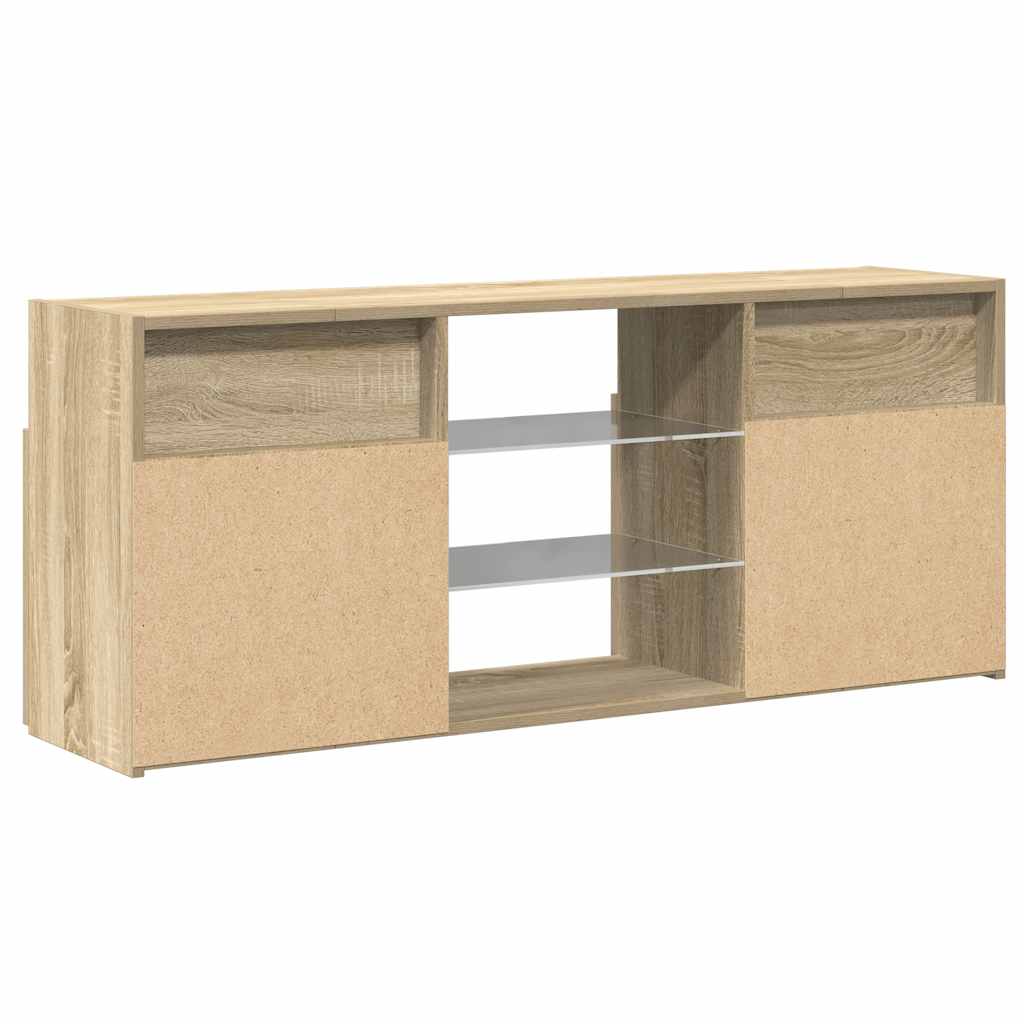 TV Stand with LED Lights Sonoma Oak 120 X 30 X 50 Cm