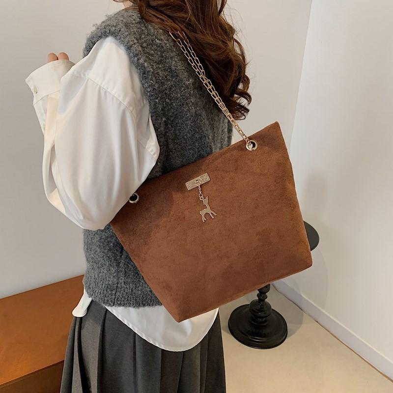 Velvet Trendy Soft Chain Shoulder Bag For Women Versatile Summer Handbag Tote