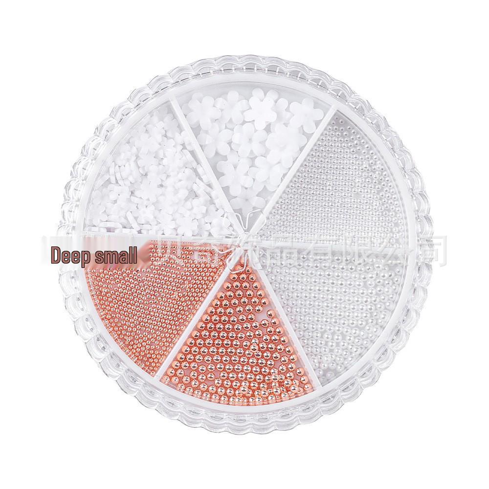 Крест Белый Цветок 3D Пятилепестковый Декор для Ногтей: Миниатюрные стальные бусины и высокоглянцевые жемчужины золотой