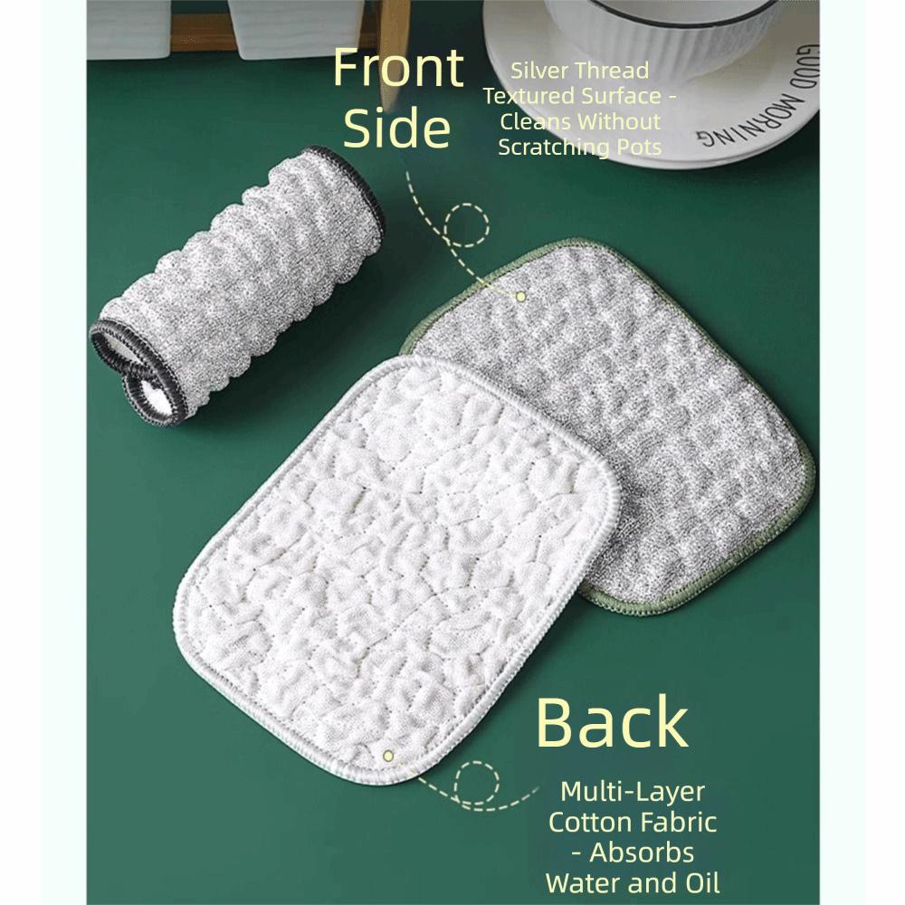 5Pcs Double-Side Wiping Rags Reusable Kitchen Cleaning Cloths Microfiber Dishcloths Home Use