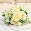 Artificial Persian Rose Bouquets - 5-Head Faux Roses for Home and Wedding Décor