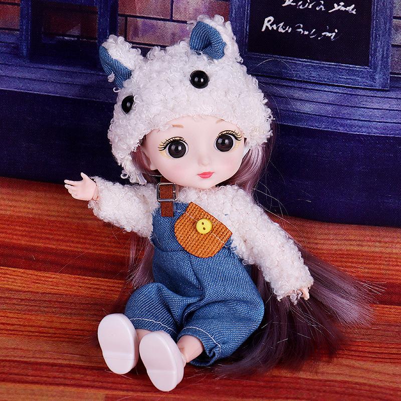 

Мини подвижная 21 шарнирная кукла 16 см, игрушка для девочек, 3D большие глаза, BJD принцесса, полная одежда, коллекция платьев, детская кукла в подарок 16cm