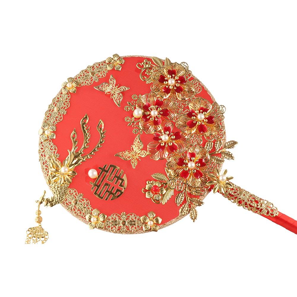 Decorative Tassels Phoenix Ancient Style Embroidery Fan Bridal Group Fan Hand Bouquets Chinese Fan