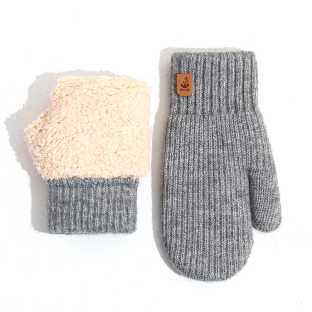 Women's Fleece-Lined Knitted Wool Christmas Gloves - Full-Finger, Double-Layer, Cold-Proof Mittens
