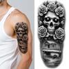 3pcs Temporary Tattoo Black And Grey Realism Scorpion With Skull Horned Skull Skull With Bird For Women Adults Men