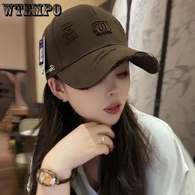 WTEMP Spring Summer Breathable Soft Embroidered Baseball Caps Women's Solid Color Versatile Outdoor Peaked Caps