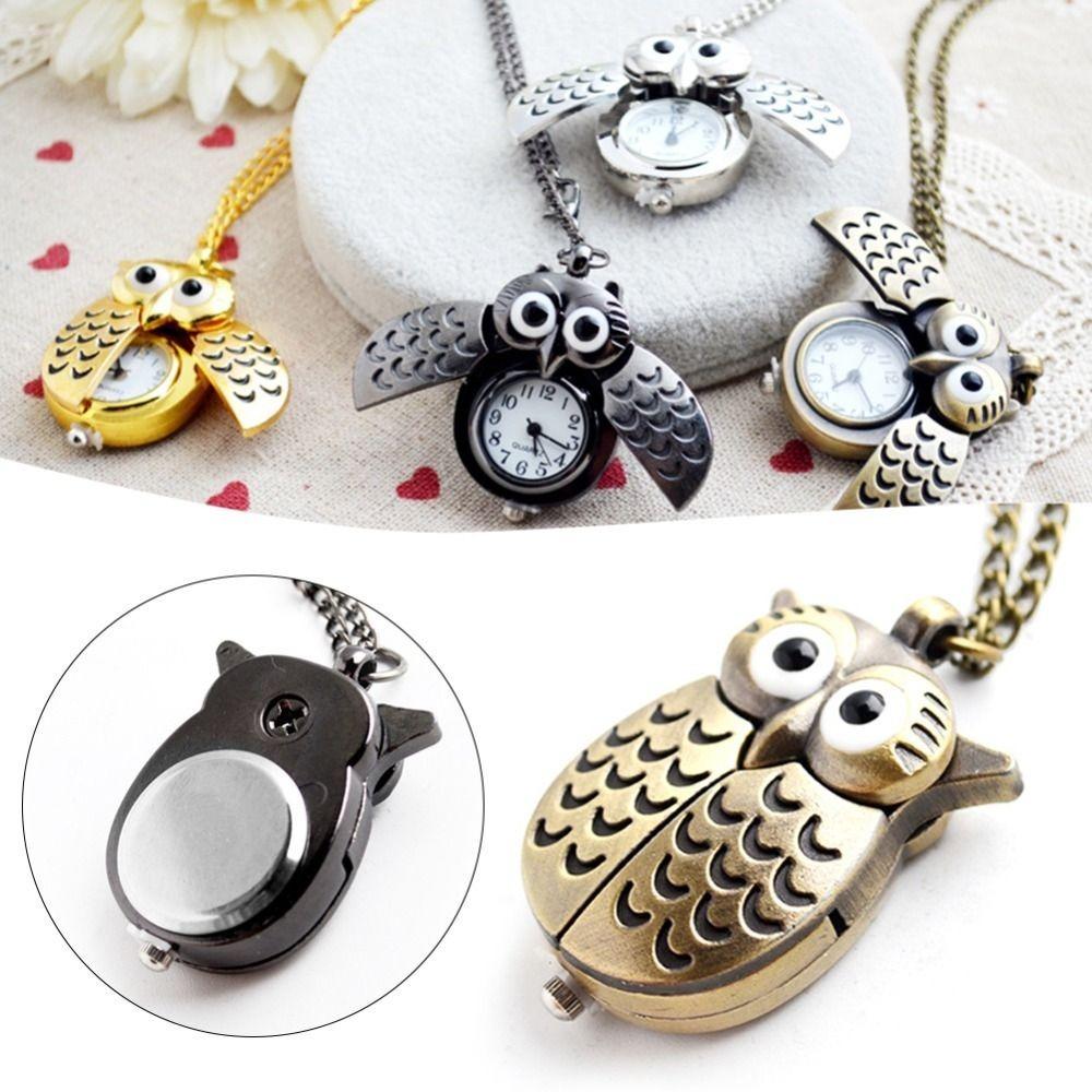 Flip Style Hang Watch Classic Necklace Clock Pocket Watch Keychain  For Unisex Adults Children