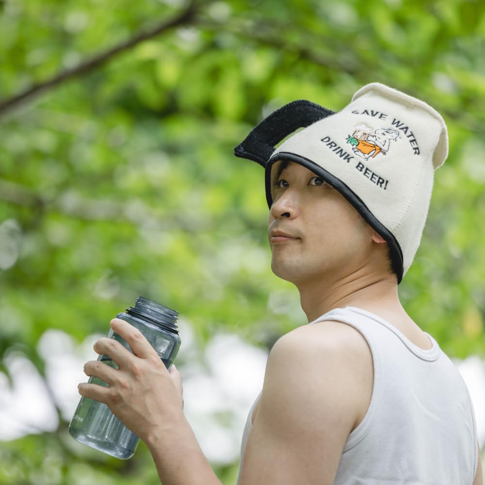 SAUNA GURU Sauna Glue Sauna Hat Wool Sauna Hat Sauna Boss Gray White Sauna Cap Sauna Goods Wool Sauna Hat Outdoor Tent Sauna Present Beer [Genuine