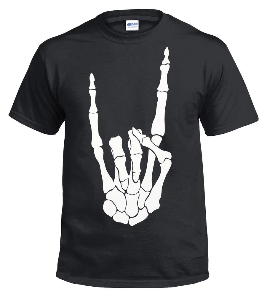 ROCK HAND FRONT PRINTED COTTON T SHIRT Plus size Plus Hand Top 3XL
