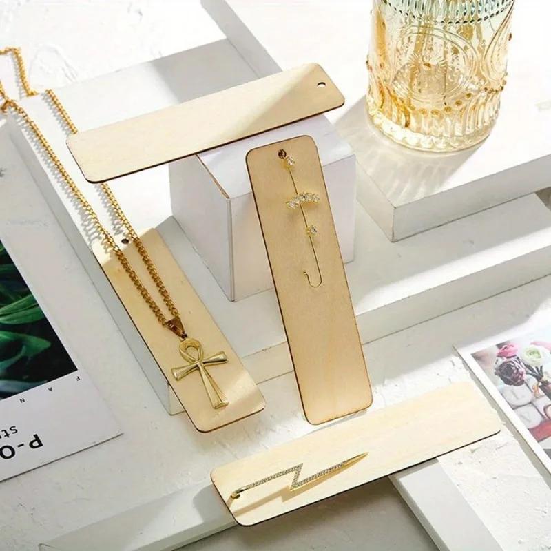 20pcs/set Blank Rectangle Wooden Tags Unfinished Nature Wood Slice DIY Crafts Bookmark Garment Gift Bags Hanging Label Decor