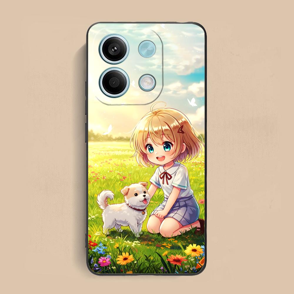 

Girl Dog Puppy Matte TPU Mobile Phone Case for Xiaomi Redmi 15 14 13 12 A5 3 2 1 C Plus 4G 5G Colorful Printing Cover Redmi A1+