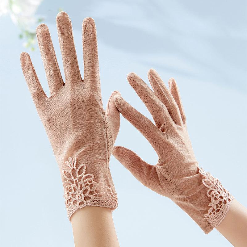 1 Pair of Lace Sunshade Gloves for Women, Summer Thin, Suitable for Driving, Cycling, Touch Screen, And Non-Slip, Short Style.