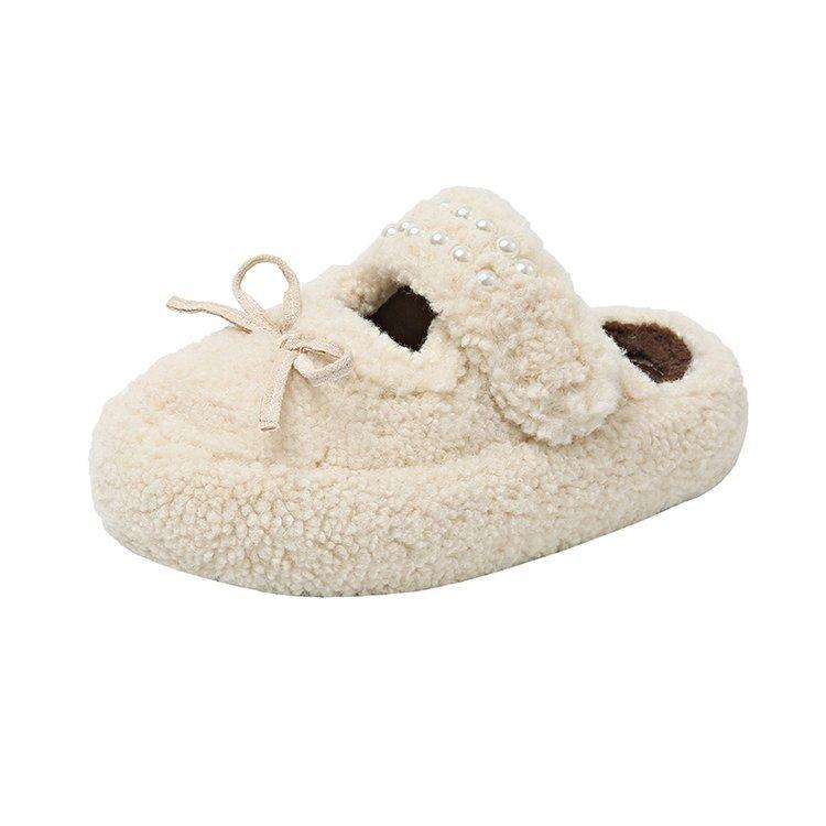 

Internet celebrity street shot French thick-soled fluffy slippers women wear 2025 autumn and winter new small height lazy slippers 40