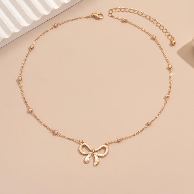 Elegant Minimalist Ball Bow Pendant Necklace, Perfect Gift for Friends