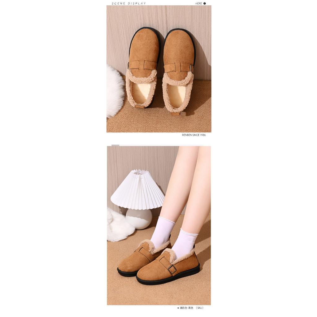 Winter Cotton Shoes for Women, Retro Boken Cotton Boots with Thick Velvet Snow Boots for Women