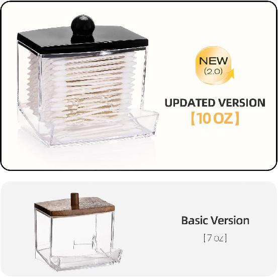 Tbestmax 10oz Qtip Holder Dispenser Big Clear Bathroom Organizer Accessories Decor for Storage-Qtips Cotton Ball Holder Apothecary Jars, Cotton