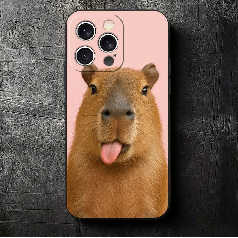 

Animal Capybara Cute Soft Phone Case for iPhone 16 16E 17 Air 15 Pro Max 14 Plus 13 Mini 11 12 7 Black Cover Back Shell iPhone 16 Pro
