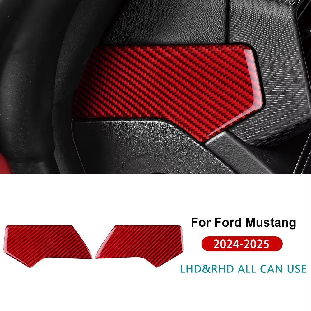 För Ford Mustang Dark Horse EcoBoost GT S650 2024 2025 2026 Äkta Mjuk Kolfiberklistermärke Bil Dörr Fönster Knapp Panel Trim
